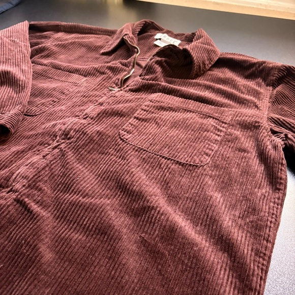 oversized boxy‎ shaket zip front brown corduroy 100% cotton unisex medium - Picture 2 of 9